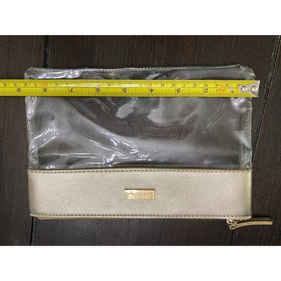 Lilly Pulitzer Gold Clear Makeup Travel Pouch Cosmetic Pencil Case Bag - Picture 10 of 10